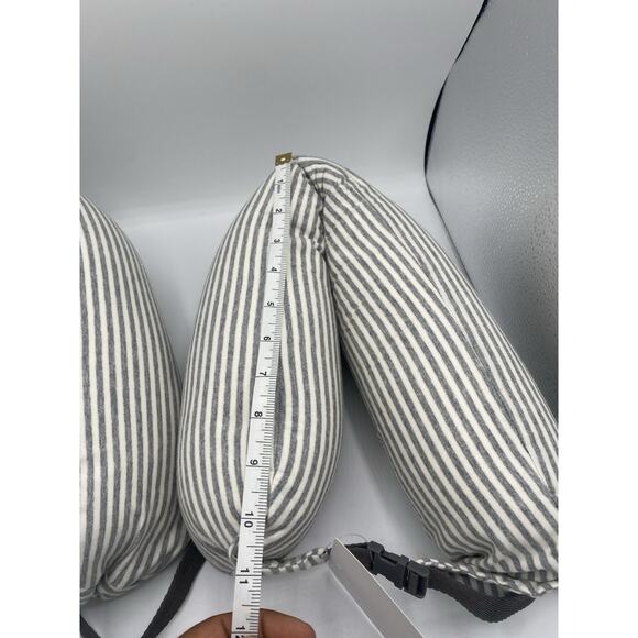 Lot Of 2 Soft Microbead Travel Airplane Neck Pillows Gray Striped Pattern - Picture 8 of 8